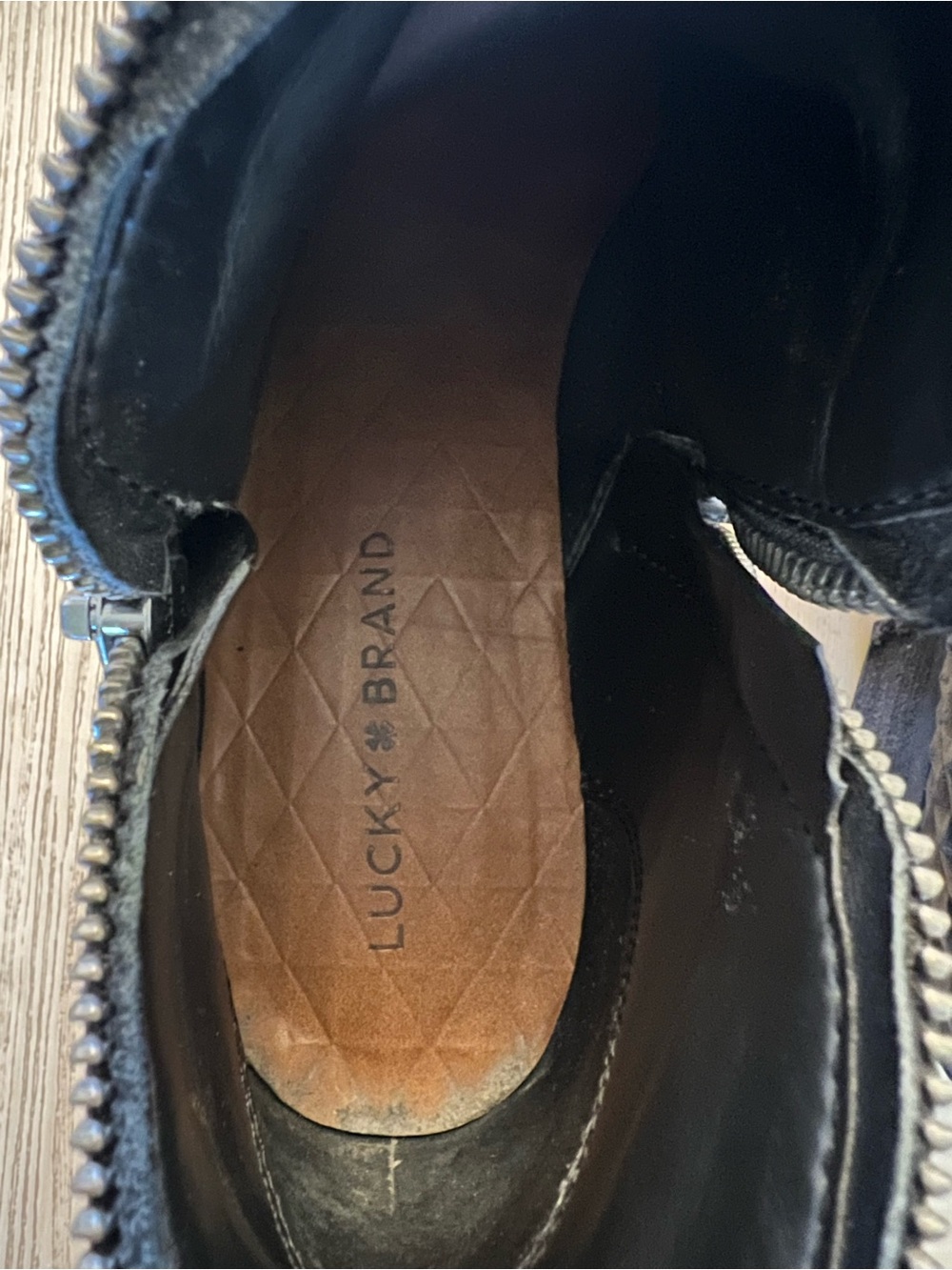 Lucky Brand Black Leather Ankle Boots with Side Zipper - Picture 3 of 6
